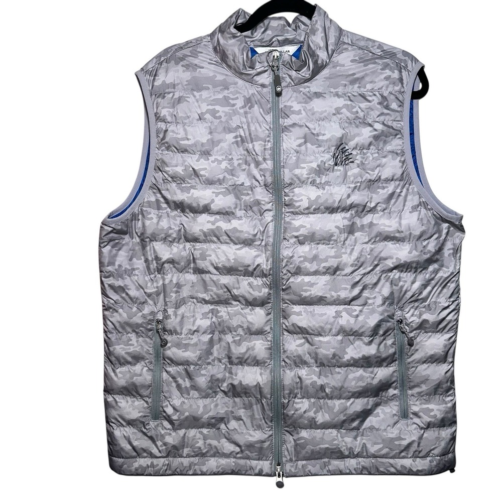 Peter Millar Crown Sport Quilted Vest Mens L Gray Camo Hyperlight Golf Full Zip - Picture 1 of 8
